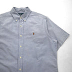 Ralph Lauren 90s Short Sleeve Oxford Button Down Shirt L Blue Small Pony Embroidery