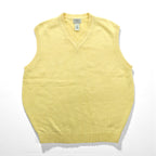 L.L.Bean 90s V-neck Knit Vest, Large, Yellow Cotton, FW80