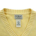 L.L.Bean 90s V-neck Knit Vest, Large, Yellow Cotton, FW80