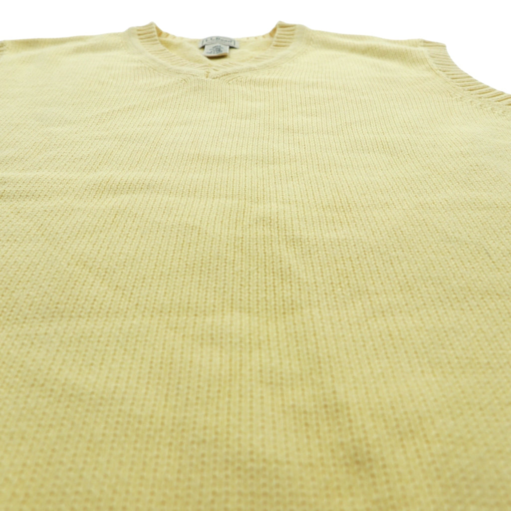 L.L.Bean 90s V-neck Knit Vest, Large, Yellow Cotton, FW80