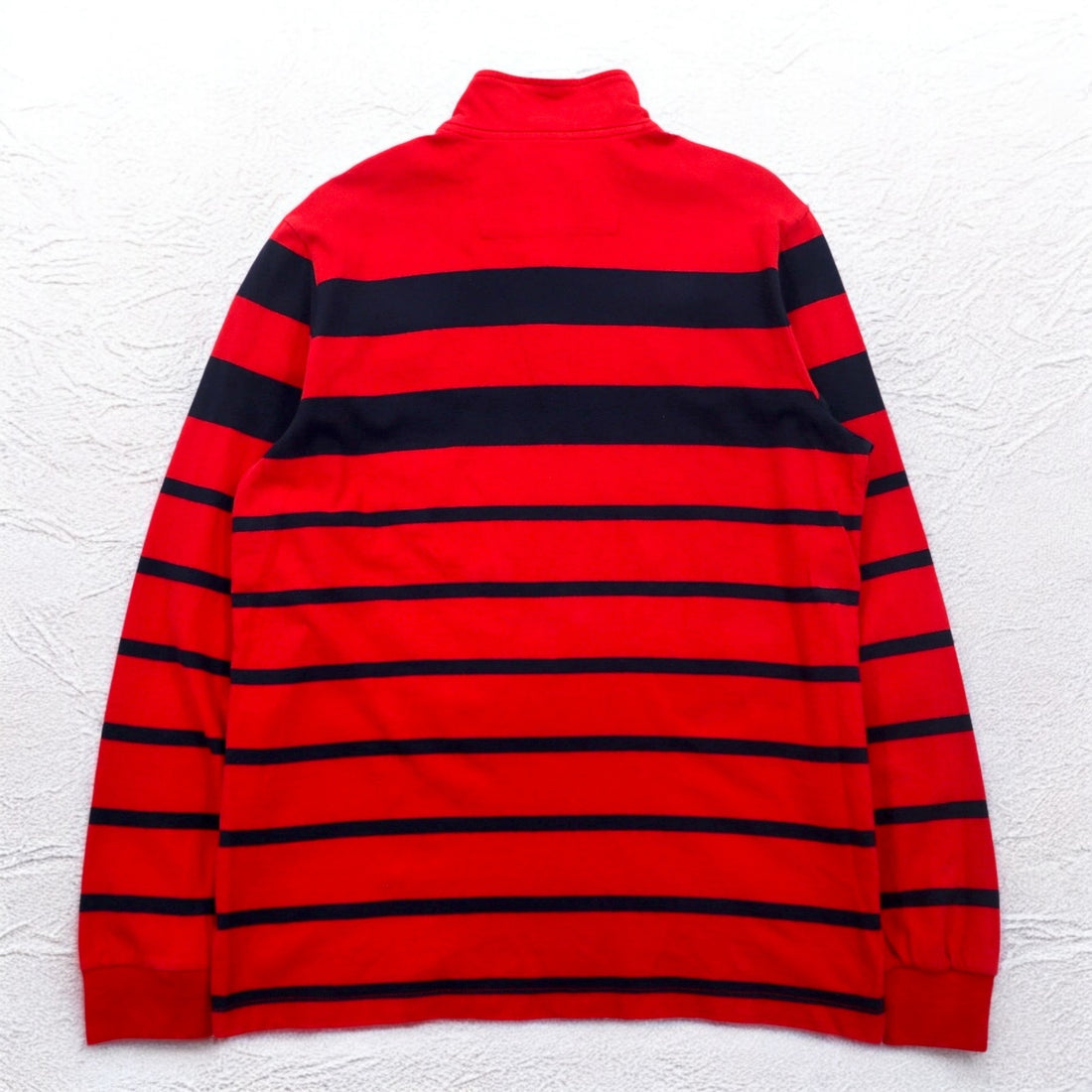 CHAPS Half Zip Sweatshirt L Red Border Cotton One Point Logo Embroidery