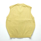 L.L.Bean 90s V-neck Knit Vest, Large, Yellow Cotton, FW80