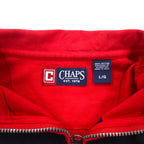 CHAPS Half Zip Sweatshirt L Red Border Cotton One Point Logo Embroidery