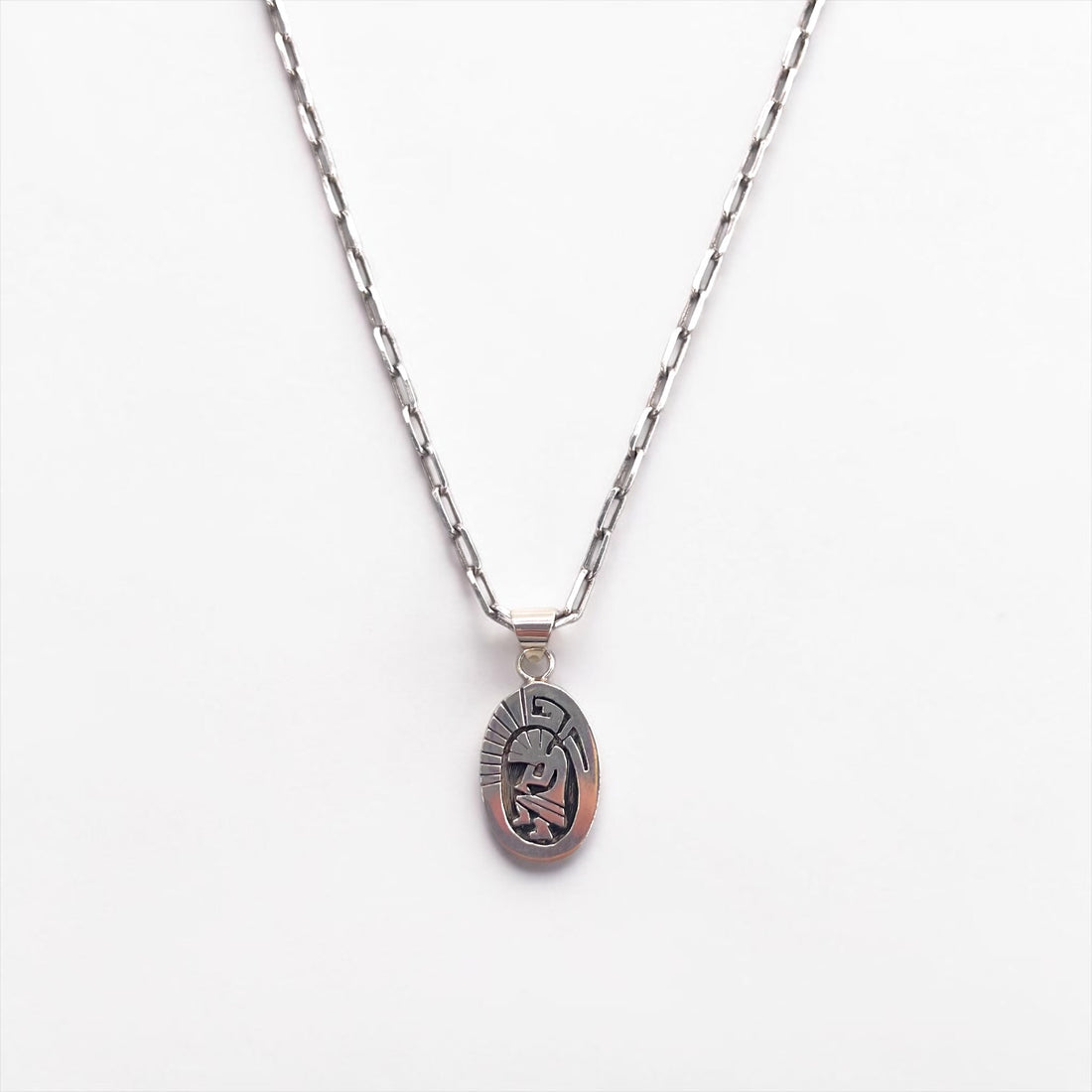 Sterling Silver Necklace ココペリ ホピ族 インディアンジュエリー シルバーネックレス チェーン CP刻印 オーバル STERLING
