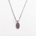 CP Signed Sterling Silver Kokopelli Oval Pendant Necklace Paperclip Chain 925
