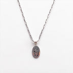 CP Signed Sterling Silver Kokopelli Oval Pendant Necklace Paperclip Chain 925