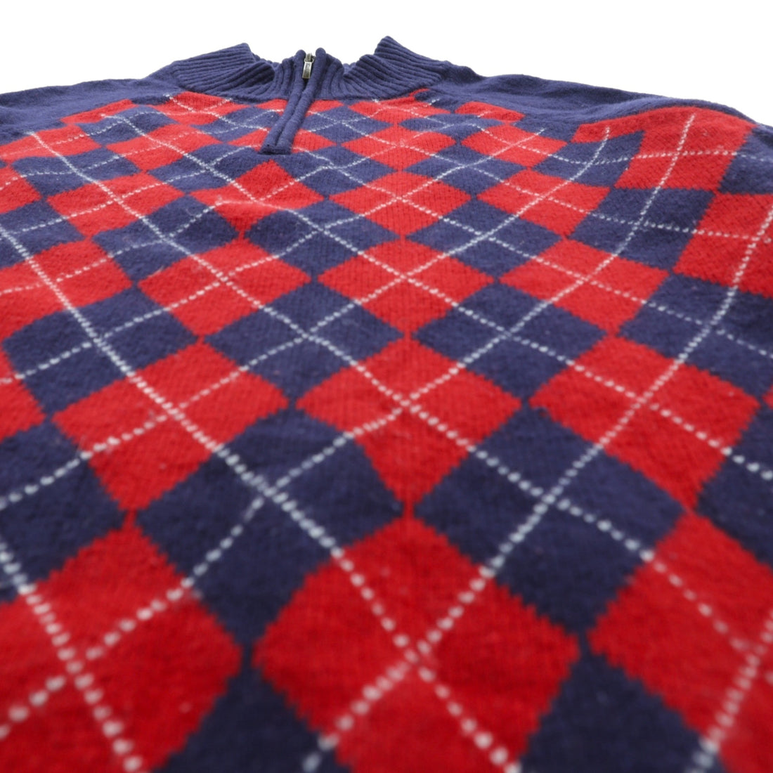 Brooks Brothers Half Zip Knit Sweater XL Navy Wool Argyle