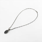 CP Signed Sterling Silver Kokopelli Oval Pendant Necklace Paperclip Chain 925
