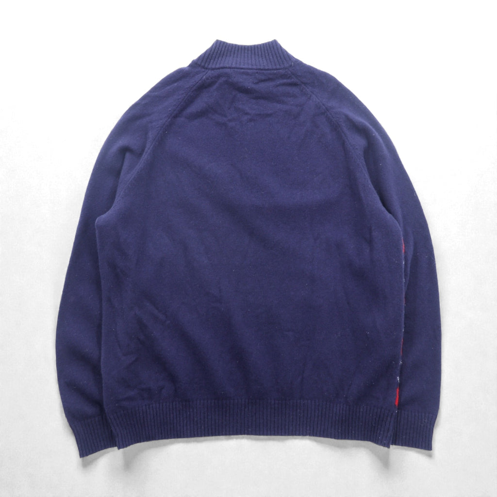 Brooks Brothers Half Zip Knit Sweater XL Navy Wool Argyle