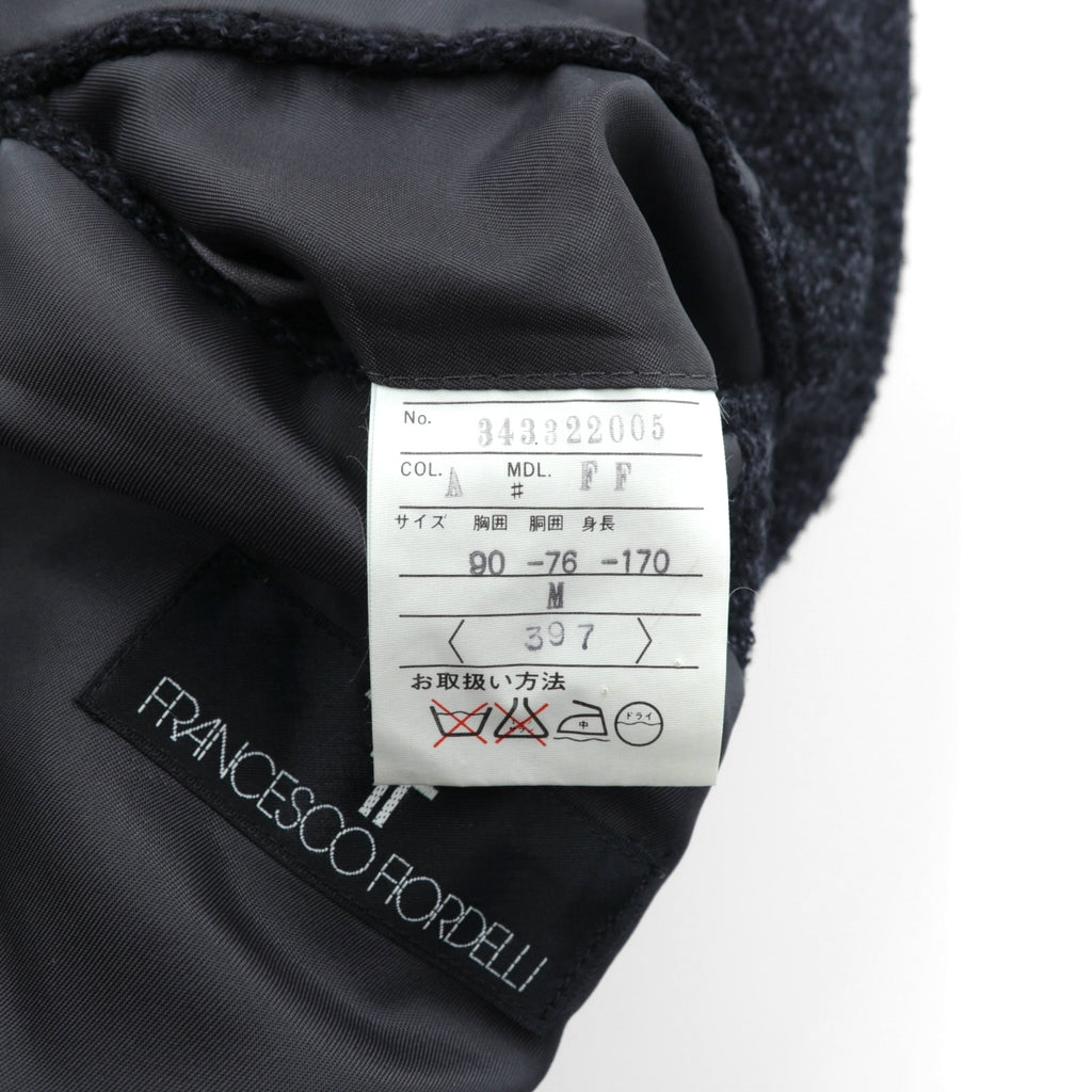 FRANCESCO FIORDELLI ツイード 2B テーラードジャケット ブレザー M ウール チャコールグレー