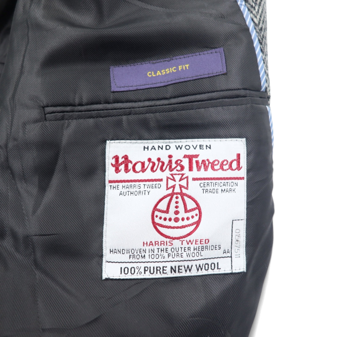 Harris Tweed x Stafford Tweed Tailored Jacket L Grey Wool CLASSIC FIT Made in Mexico
