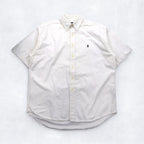 Ralph Lauren 90s BLAKE Short Sleeve Oxford Button Down Shirt XL White Small Pony Embroidery