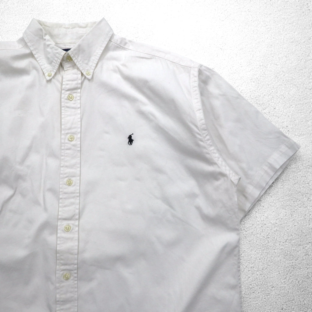 Ralph Lauren 90s BLAKE Short Sleeve Oxford Button Down Shirt XL White Small Pony Embroidery
