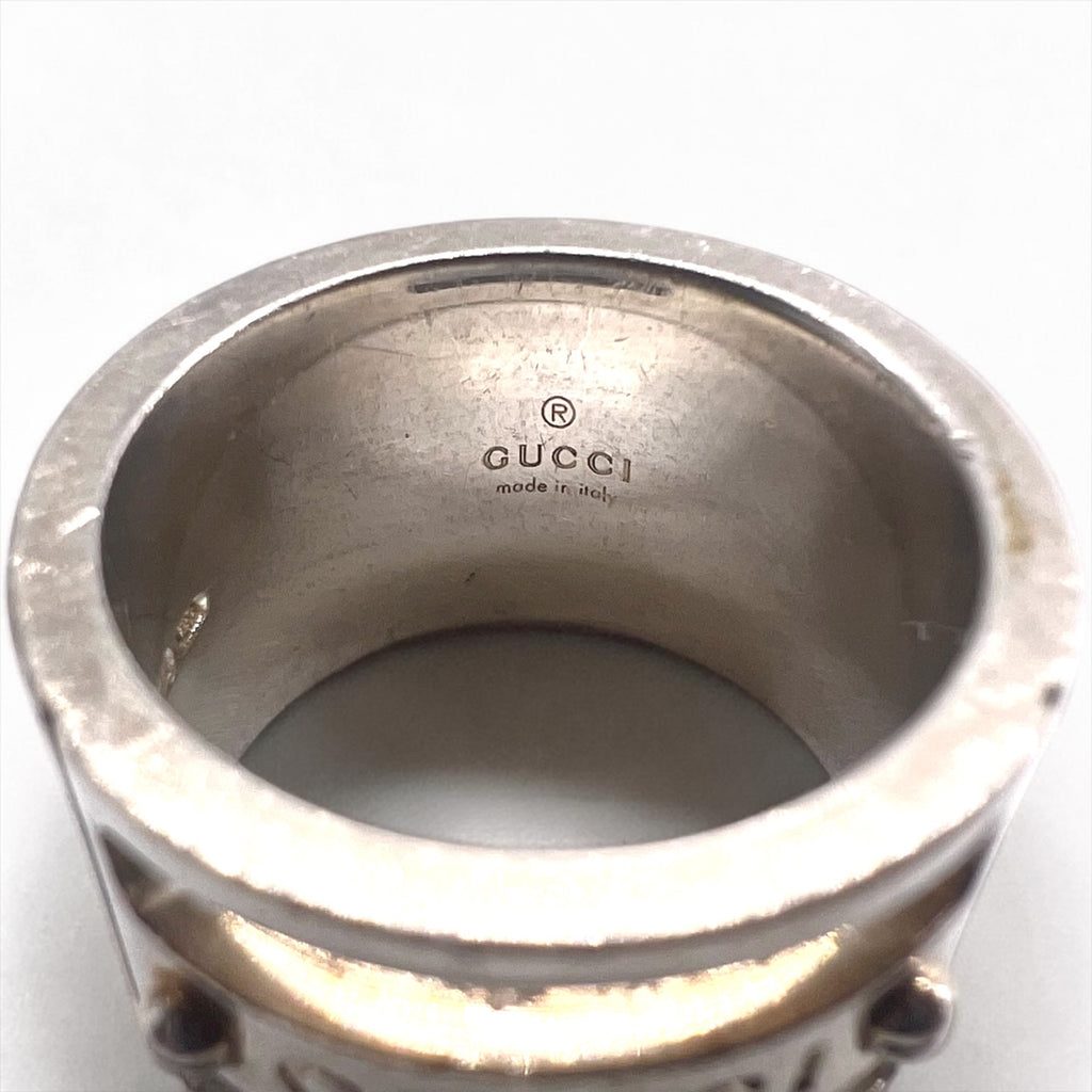 GUCCI イタリア製 シルバー ロゴビスワイド リング 指輪 10号 SILVER 925 オールドグッチ