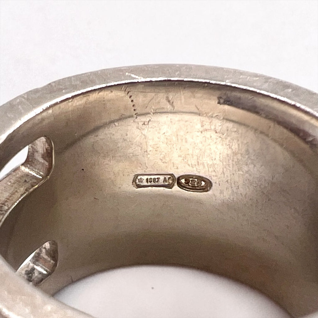 GUCCI イタリア製 シルバー ロゴビスワイド リング 指輪 10号 SILVER 925 オールドグッチ