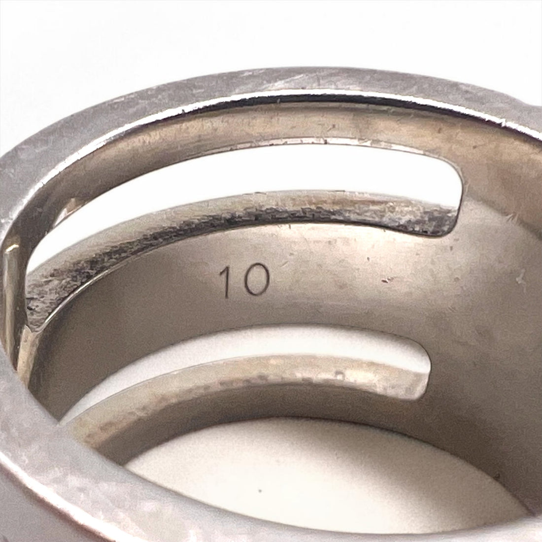 GUCCI イタリア製 シルバー ロゴビスワイド リング 指輪 10号 SILVER 925 オールドグッチ