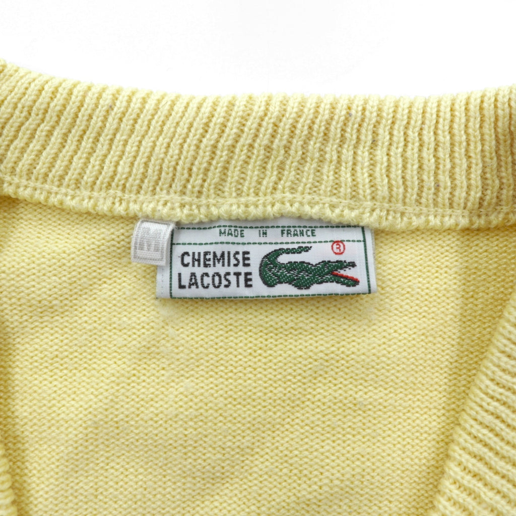 LACOSTE 70年代 フランス製 フレンチラコステ Vネック ニット セーター M ベージュ ワンポイントロゴ
