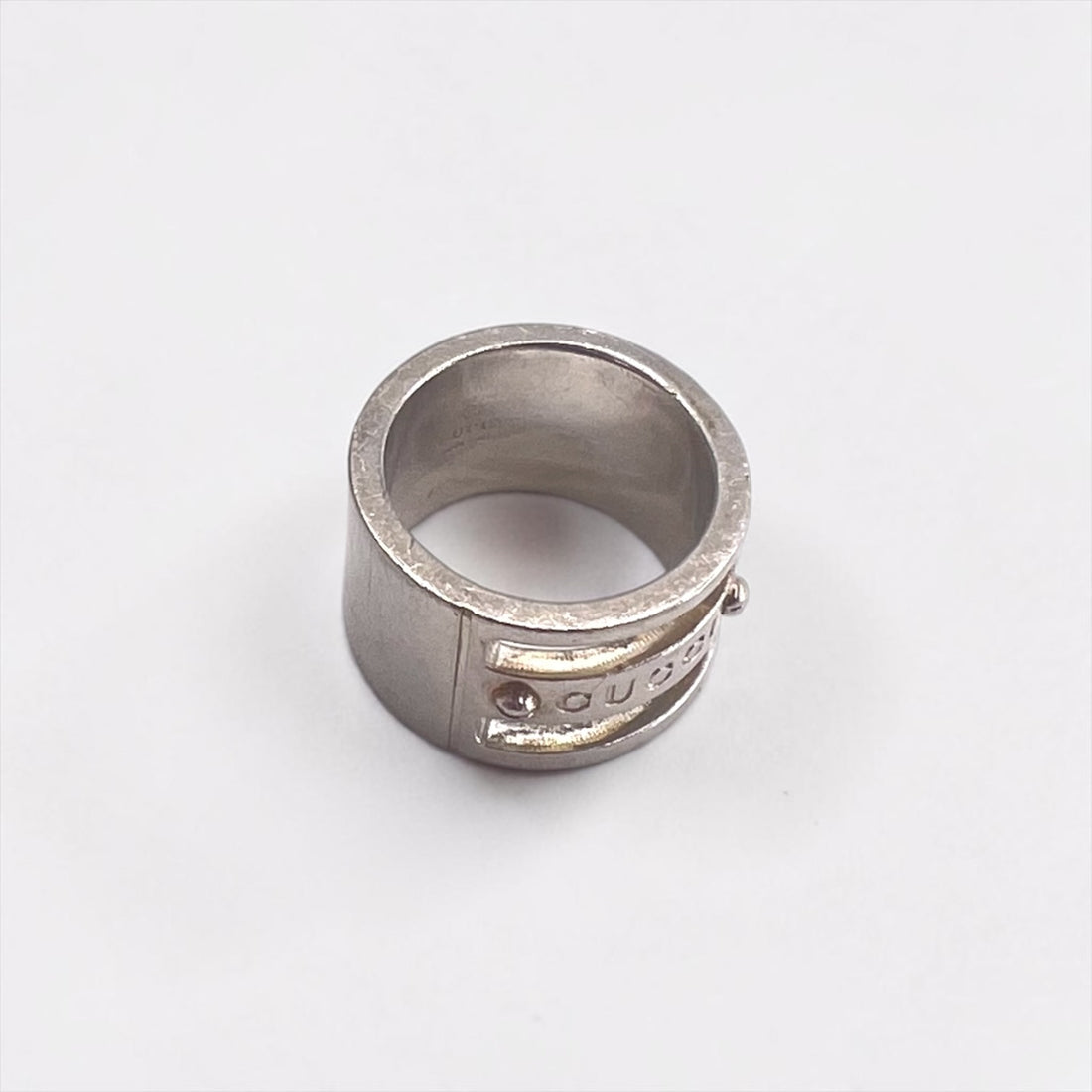 GUCCI イタリア製 シルバー ロゴビスワイド リング 指輪 10号 SILVER 925 オールドグッチ