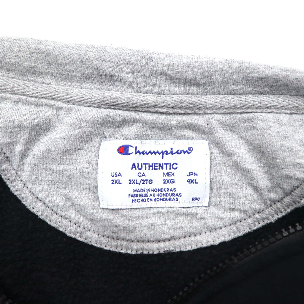Champion ビッグサイズ フルジップパーカー 4XL ブラック ワンポイントロゴ刺繍 ホンジュラス製