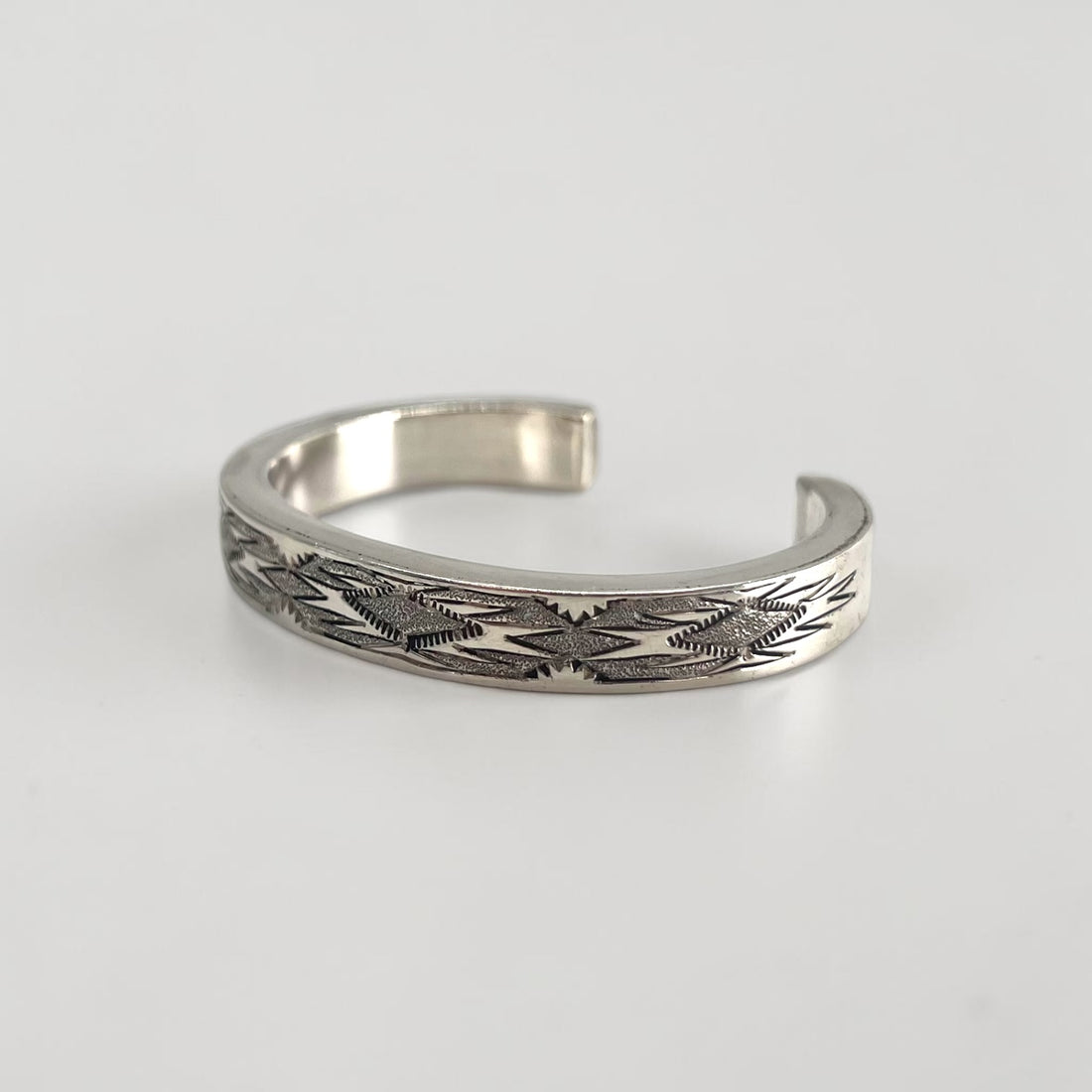 Native American Navajo Style Sterling Silver Stamped Cuff Bracelet Arrow Thunderbird Design Vintage