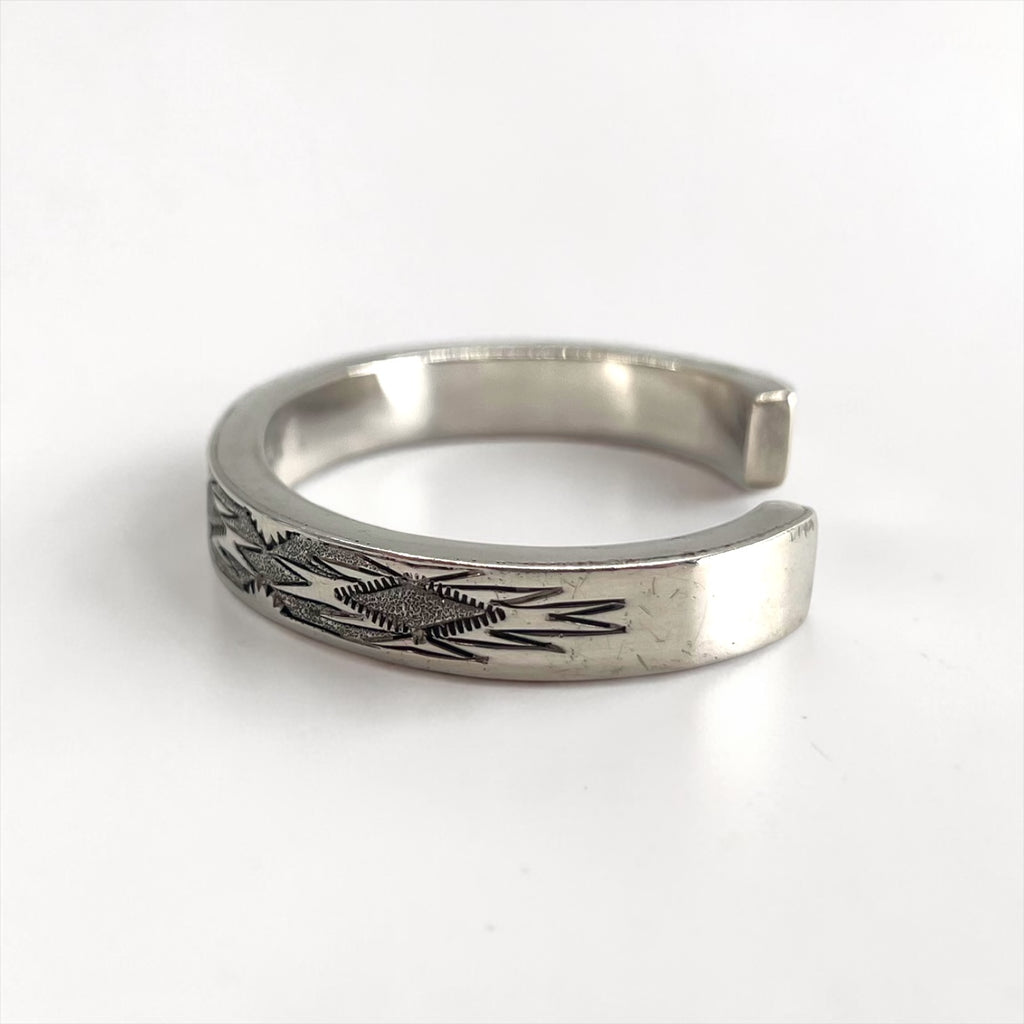 Native American Navajo Style Sterling Silver Stamped Cuff Bracelet Arrow Thunderbird Design Vintage