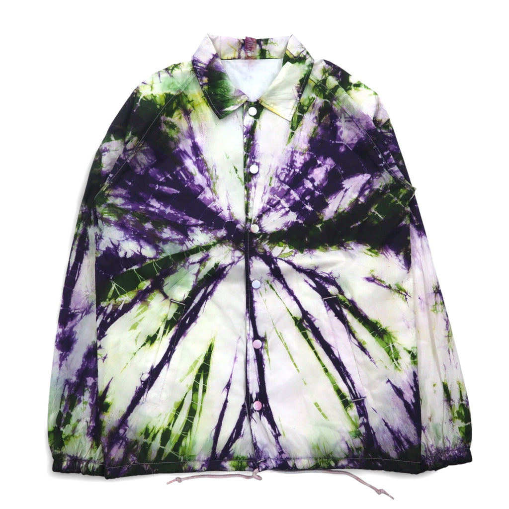 BEIMAR Tie-dye Coach Jacket S White Purple Green Nylon Drawcord
