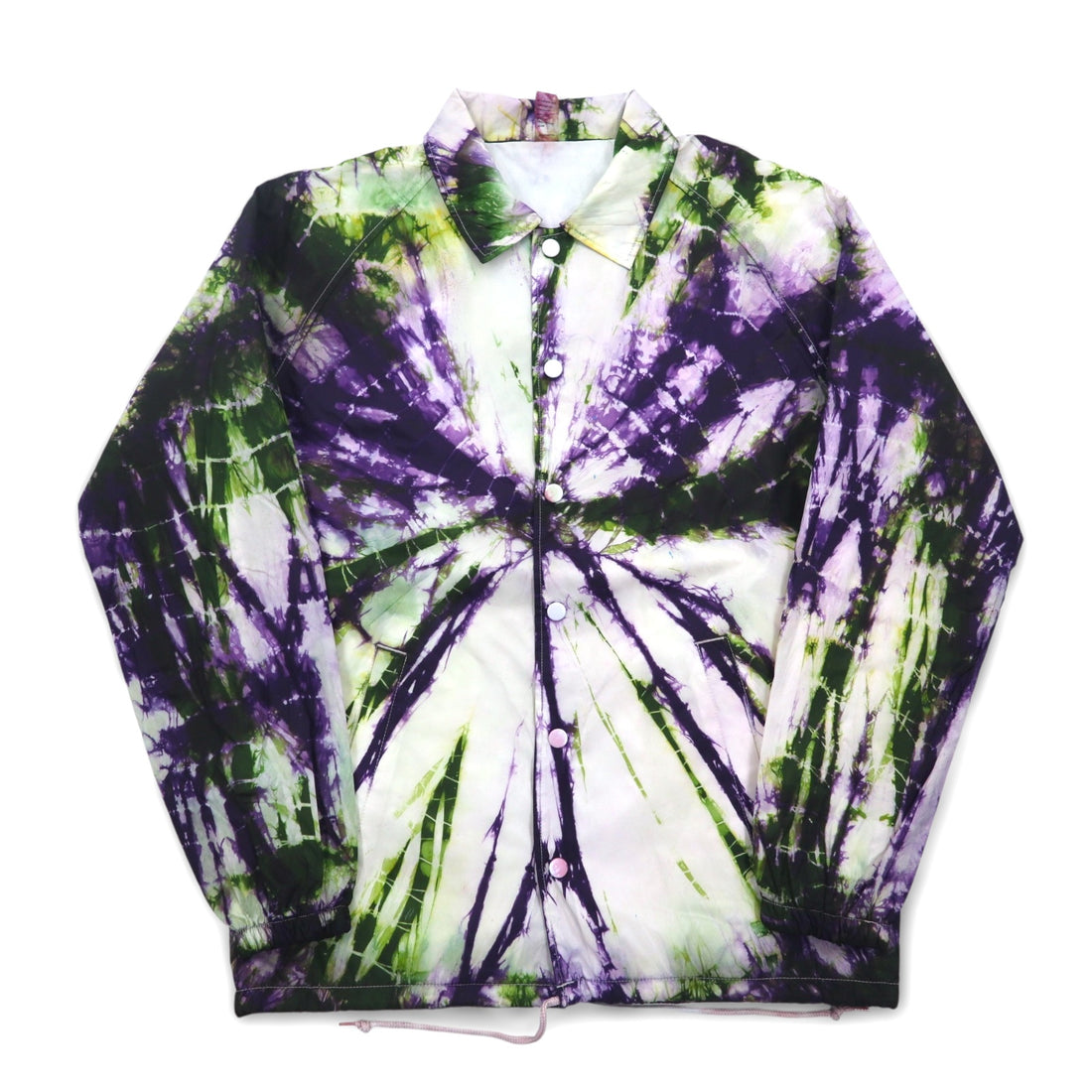 BEIMAR Tie-dye Coach Jacket S White Purple Green Nylon Drawcord