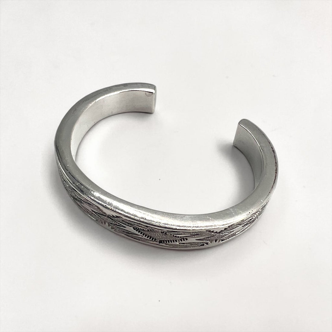Native American Navajo Style Sterling Silver Stamped Cuff Bracelet Arrow Thunderbird Design Vintage