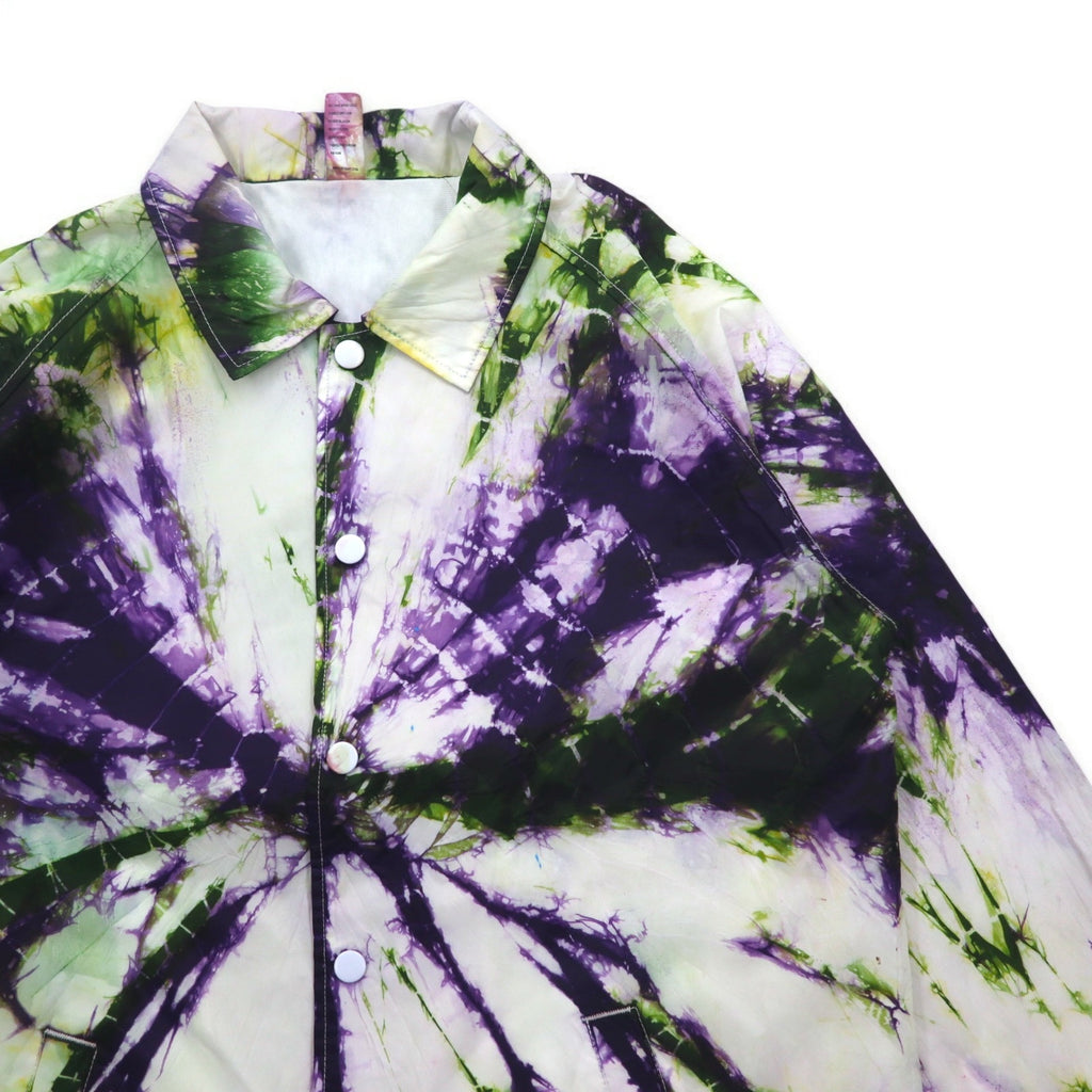 BEIMAR Tie-dye Coach Jacket S White Purple Green Nylon Drawcord