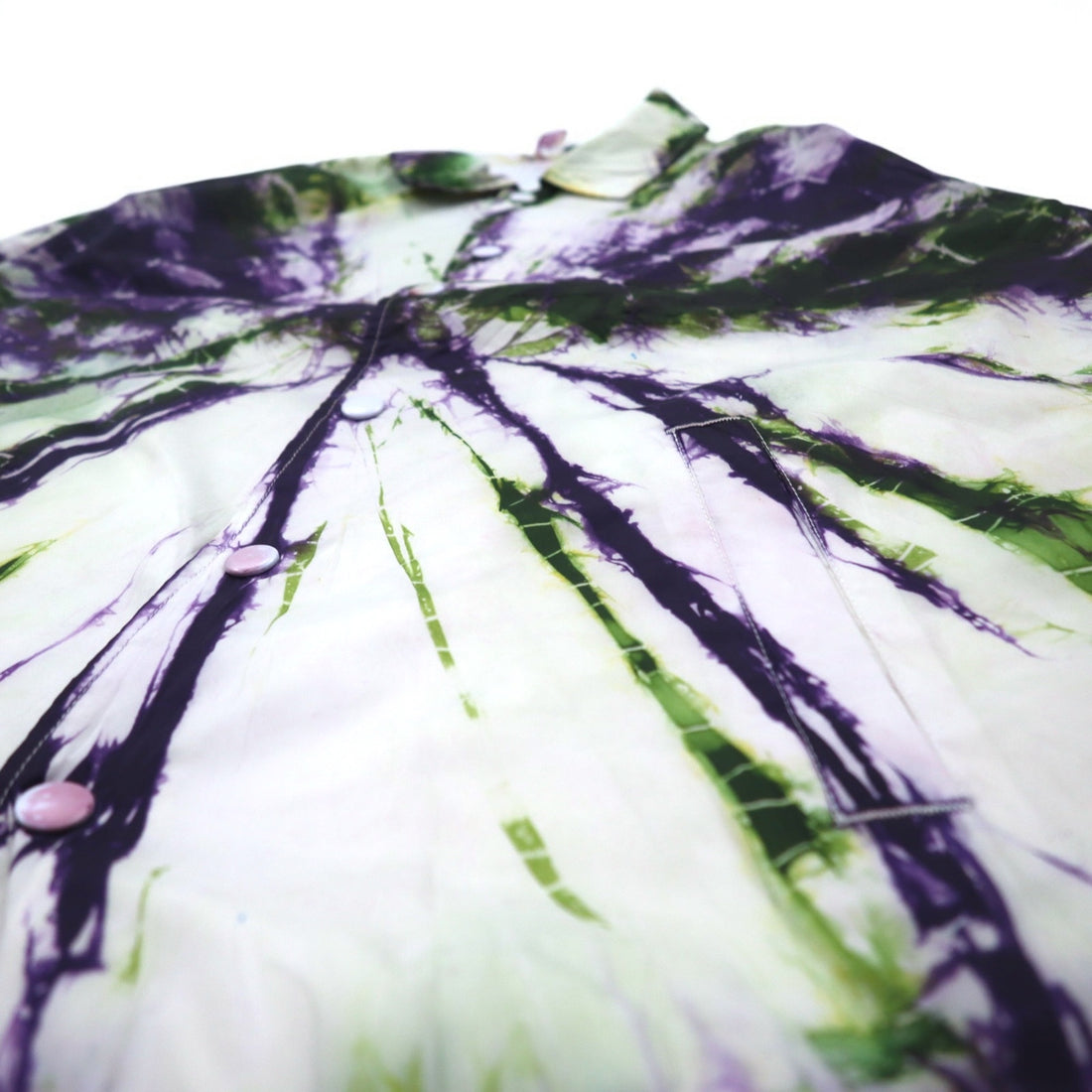 BEIMAR Tie-dye Coach Jacket S White Purple Green Nylon Drawcord