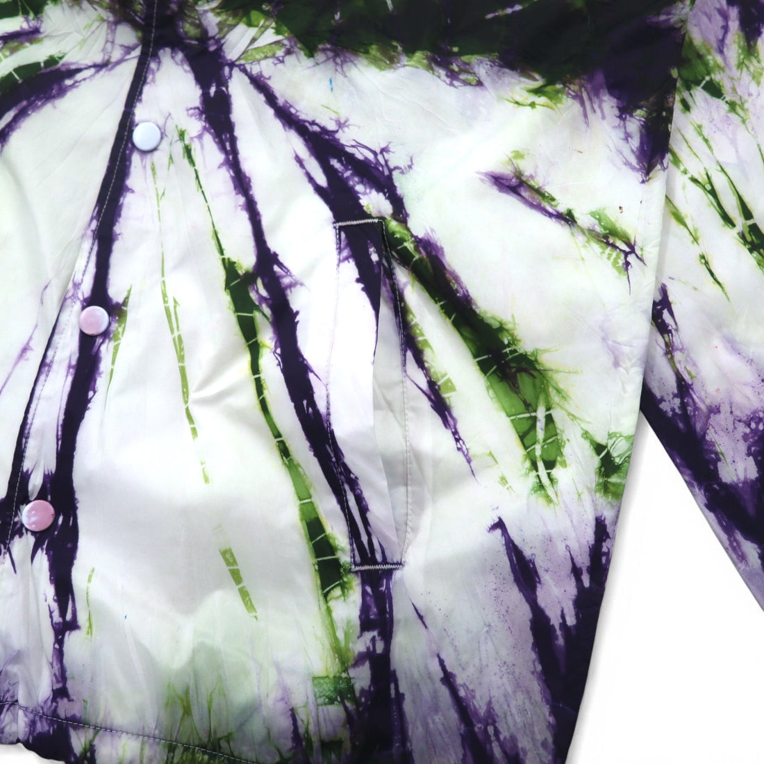 BEIMAR Tie-dye Coach Jacket S White Purple Green Nylon Drawcord
