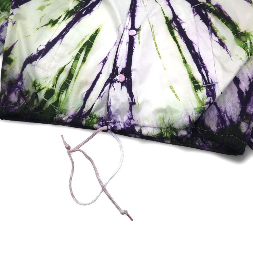 BEIMAR Tie-dye Coach Jacket S White Purple Green Nylon Drawcord