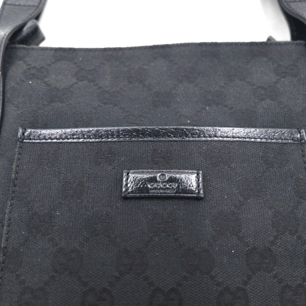 GUCCI GGスプリーム キャンバス ショルダーバッグ ブラック レザー 122793 467891 イタリア製
