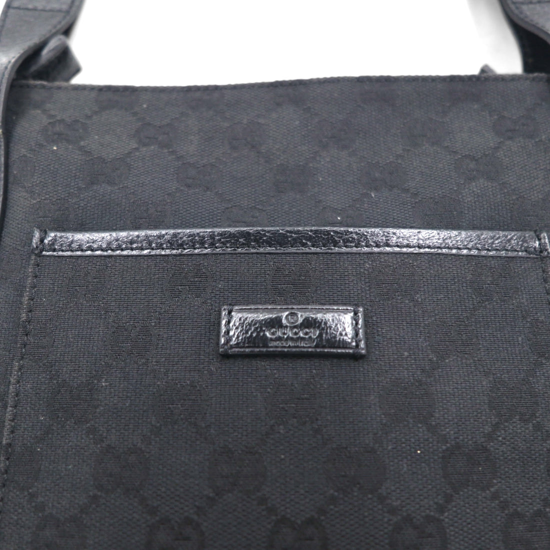 GUCCI GGスプリーム キャンバス ショルダーバッグ ブラック レザー 122793 467891 イタリア製