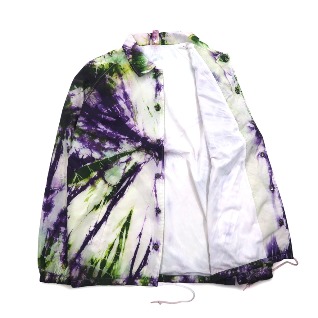 BEIMAR Tie-dye Coach Jacket S White Purple Green Nylon Drawcord