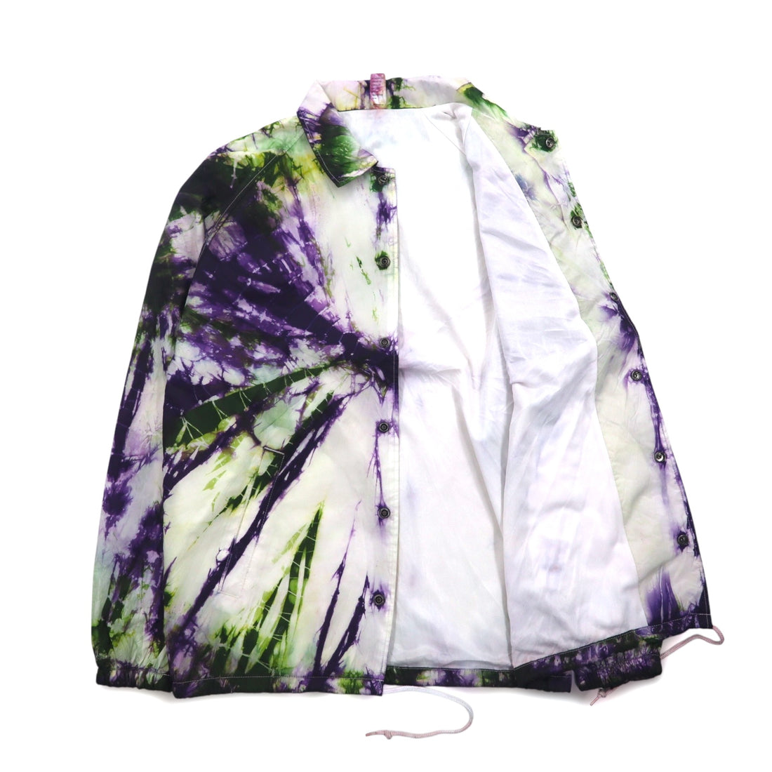 BEIMAR Tie-dye Coach Jacket S White Purple Green Nylon Drawcord