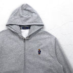 POLO RALPH LAUREN Polo Bear Embroidered Full Zip Hoodie XXL Grey Fleece Lining One Point Logo