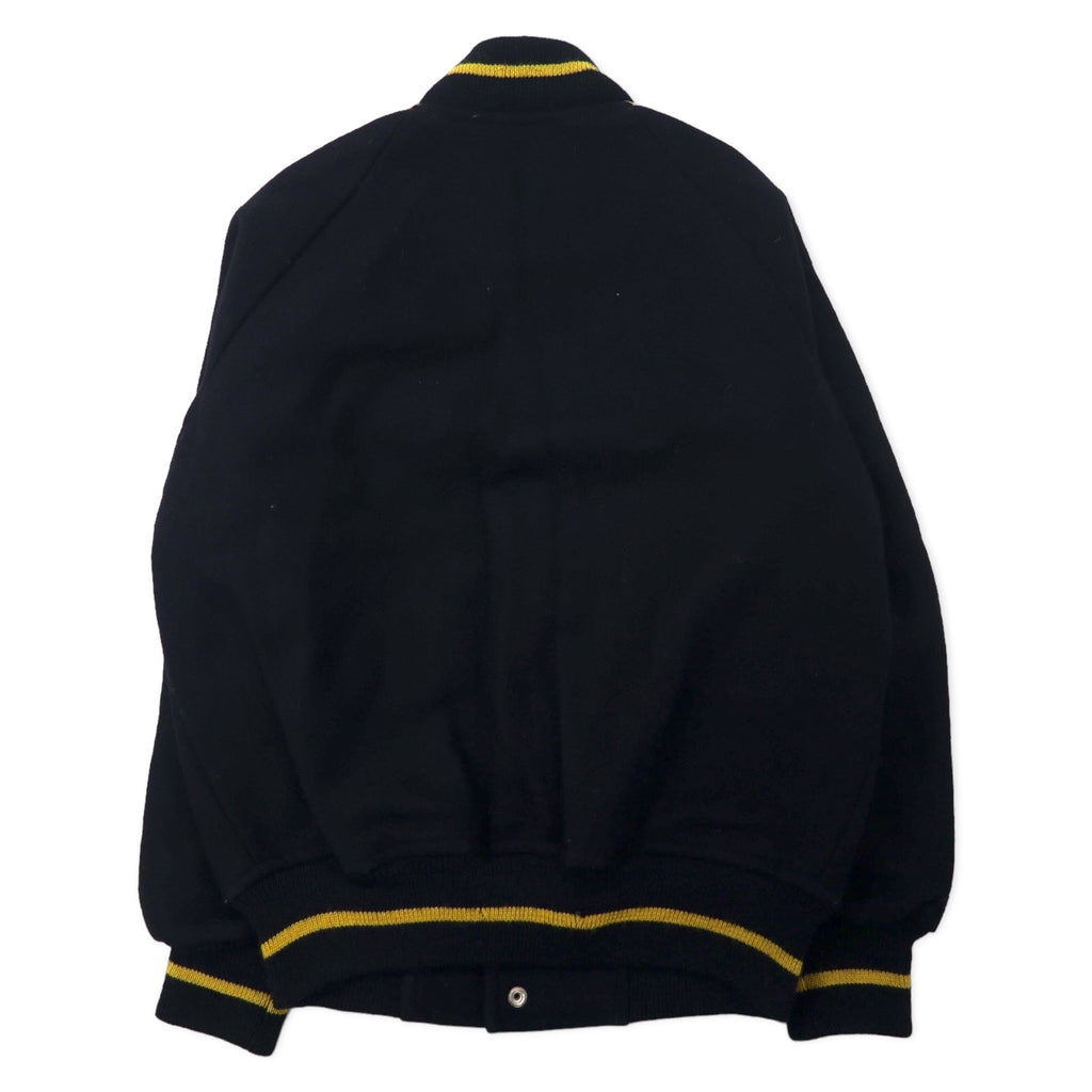 VAN -JAC- Leather switching stadium jacket M black beige ribline wool cowhide