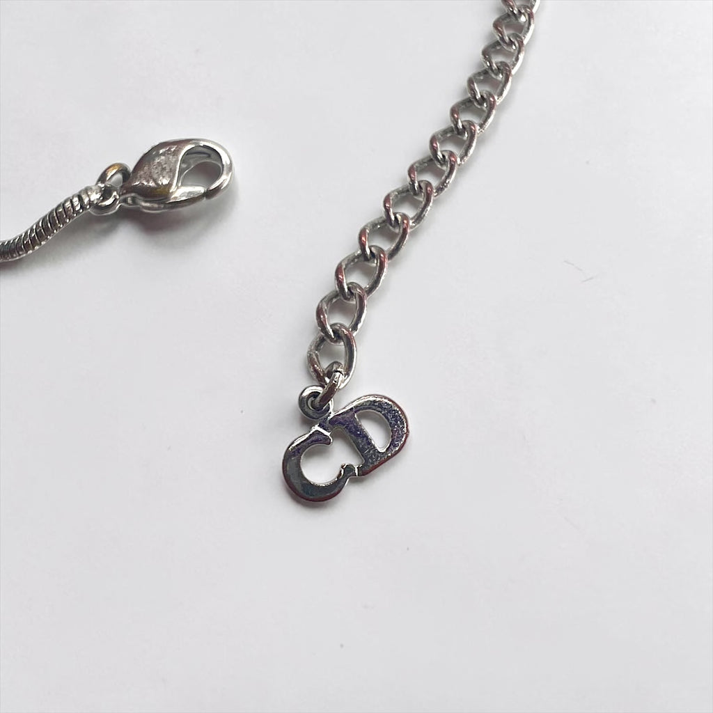 Christian Dior シルバー スネークチェーン ブレスレット CDロゴチャーム メタル
