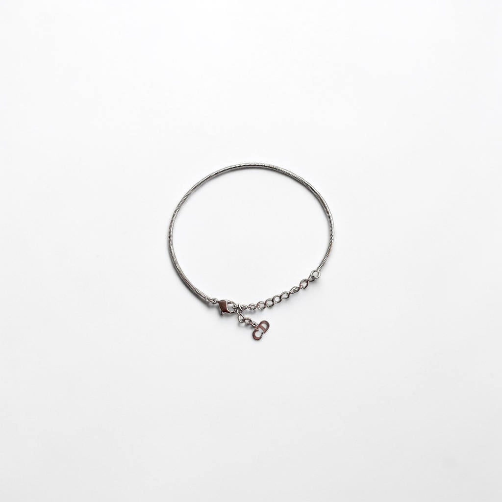 Christian Dior シルバー スネークチェーン ブレスレット CDロゴチャーム メタル