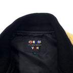 VAN -JAC- Leather switching stadium jacket M black beige ribline wool cowhide