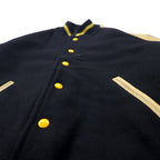 VAN -JAC- Leather switching stadium jacket M black beige ribline wool cowhide