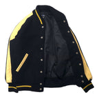 VAN -JAC- Leather switching stadium jacket M black beige ribline wool cowhide