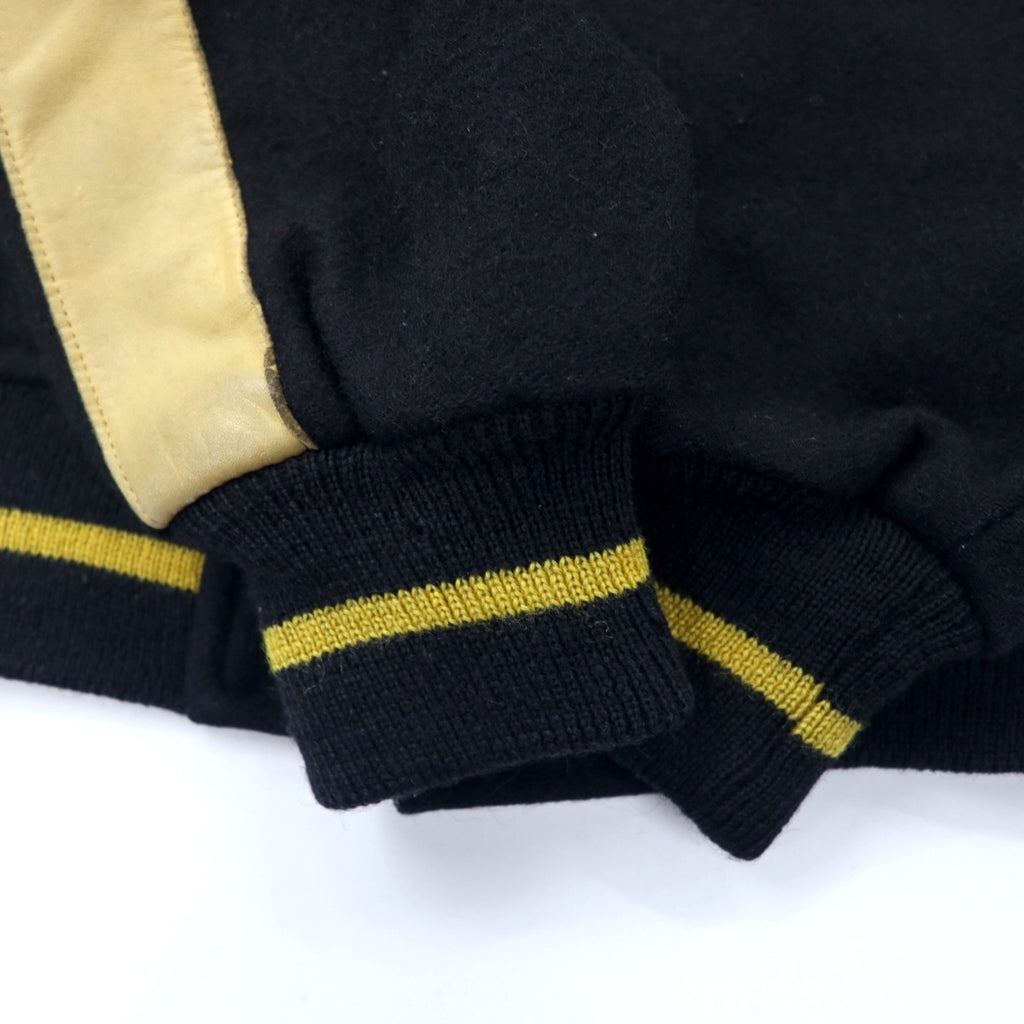 VAN -JAC- Leather switching stadium jacket M black beige ribline wool cowhide