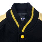 VAN -JAC- Leather switching stadium jacket M black beige ribline wool cowhide