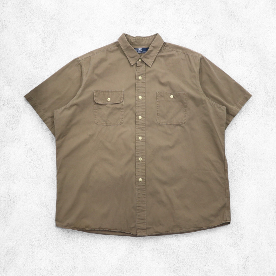Polo by Ralph Lauren 90s oversized short sleeve shirt, 2XL, beige, cotton, chest pocket