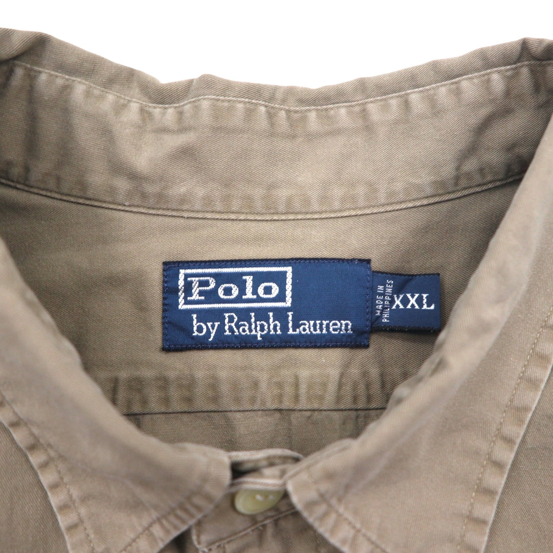 Polo by Ralph Lauren 90s oversized short sleeve shirt, 2XL, beige, cotton, chest pocket