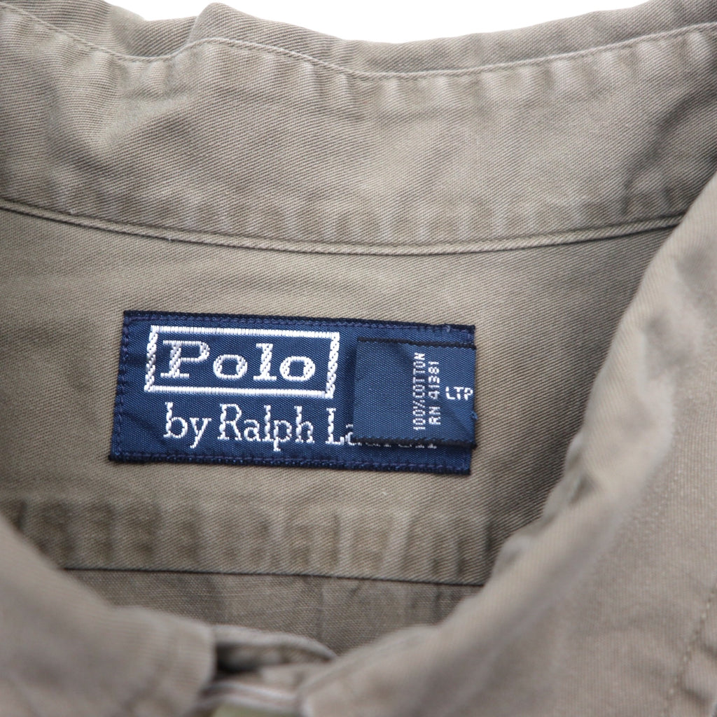 Polo by Ralph Lauren 90s oversized short sleeve shirt, 2XL, beige, cotton, chest pocket