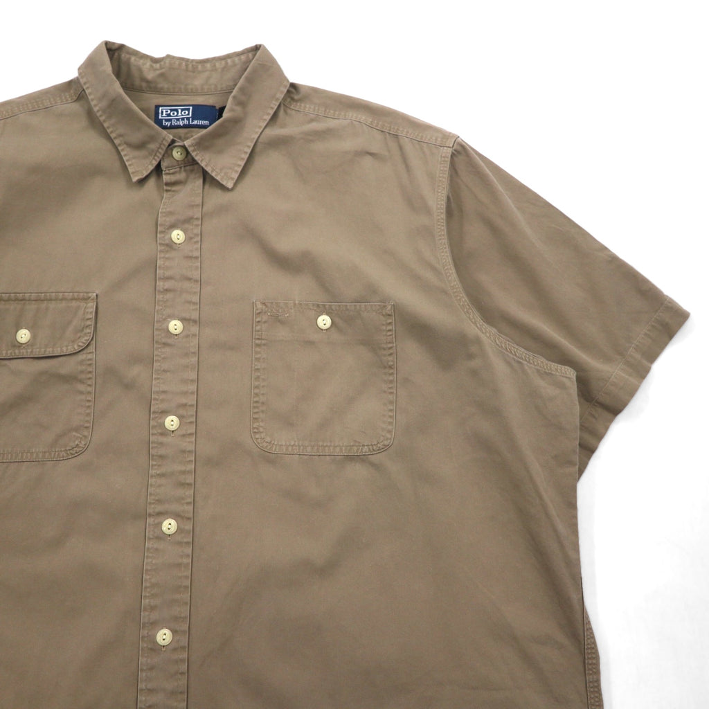 Polo by Ralph Lauren 90s oversized short sleeve shirt, 2XL, beige, cotton, chest pocket