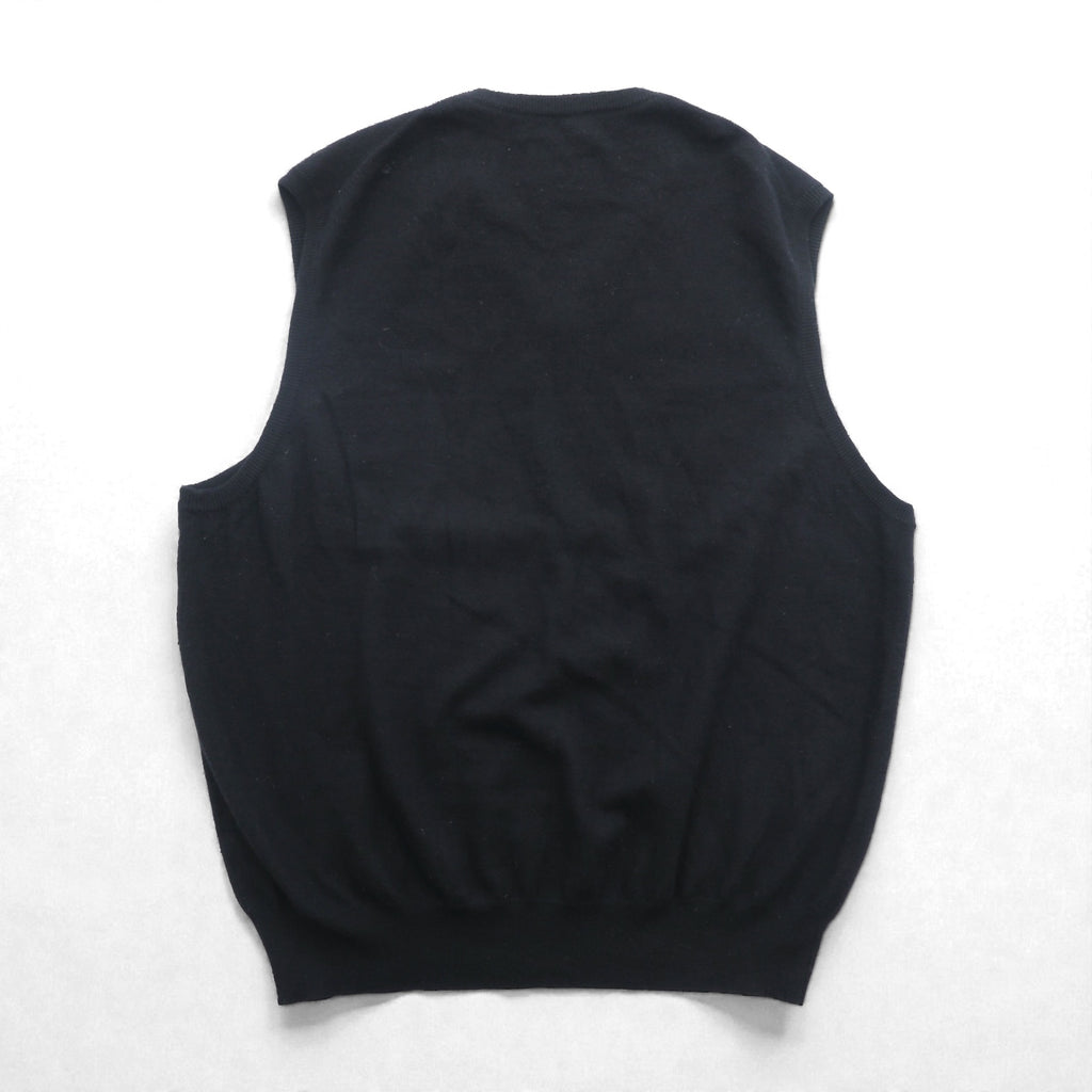 Polo Ralph Lauren 90s Merino Wool Knit V-Neck Vest XL Black Small Pony Embroidery